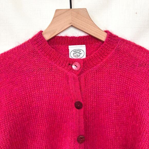 Vtg LAURA ASHLEY Cardigan Women's M Mohair Lace Coquette Cottagecore Fairycore - Picture 3 of 11